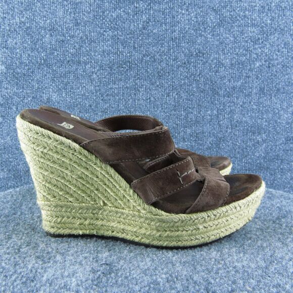 UGG Tawnie Espadrille‎ Women Slide Sandal Shoes Brown Leather Size 7 Medium - Picture 4 of 10
